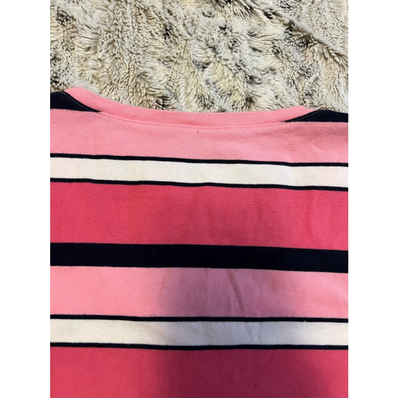 Vintage Tommy Hilfiger Y2K Striped V-Neck T-Shirt Womens Size M Pink Navy EUC - Picture 13 of 14